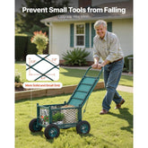 Rolling Garden Seat with Wheels 400LB Heavy Duty Metal Garden Cart with Storage